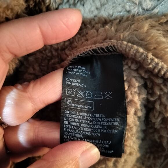 4481) H&M Camel Half Snaps Button Teddy Fleece Jacket Medium - Picture 8 of 8